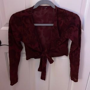 Mesh wrap top, velvet designs